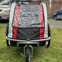 2 Seat Bicycle Bike Trailer Jogger Stroller for Kids Children | Foldable