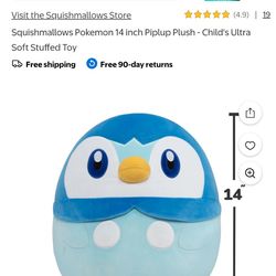 Squishmallows Pokemon 14 inch Piplup Plush - Child's Ultra Soft Stuffed Toy