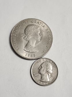 Queen Elizabeth - Winston Churchill Large One Crown Coin