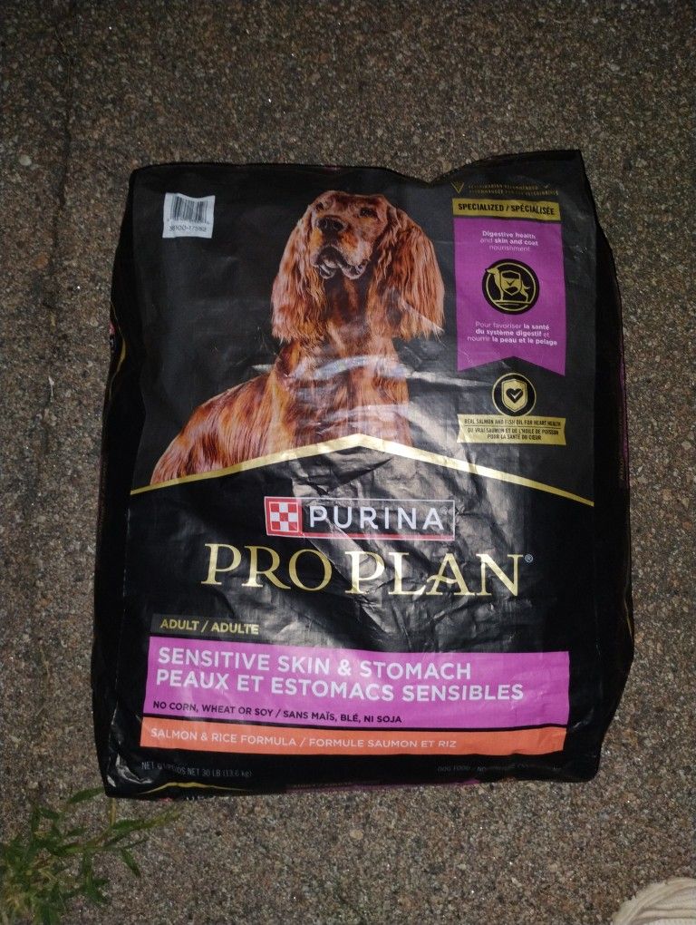 30lbs Purina Pro Plan Dry Dog Food for Adult Dogs, High Protein, Sensitive Stomach, Salmon & Rice