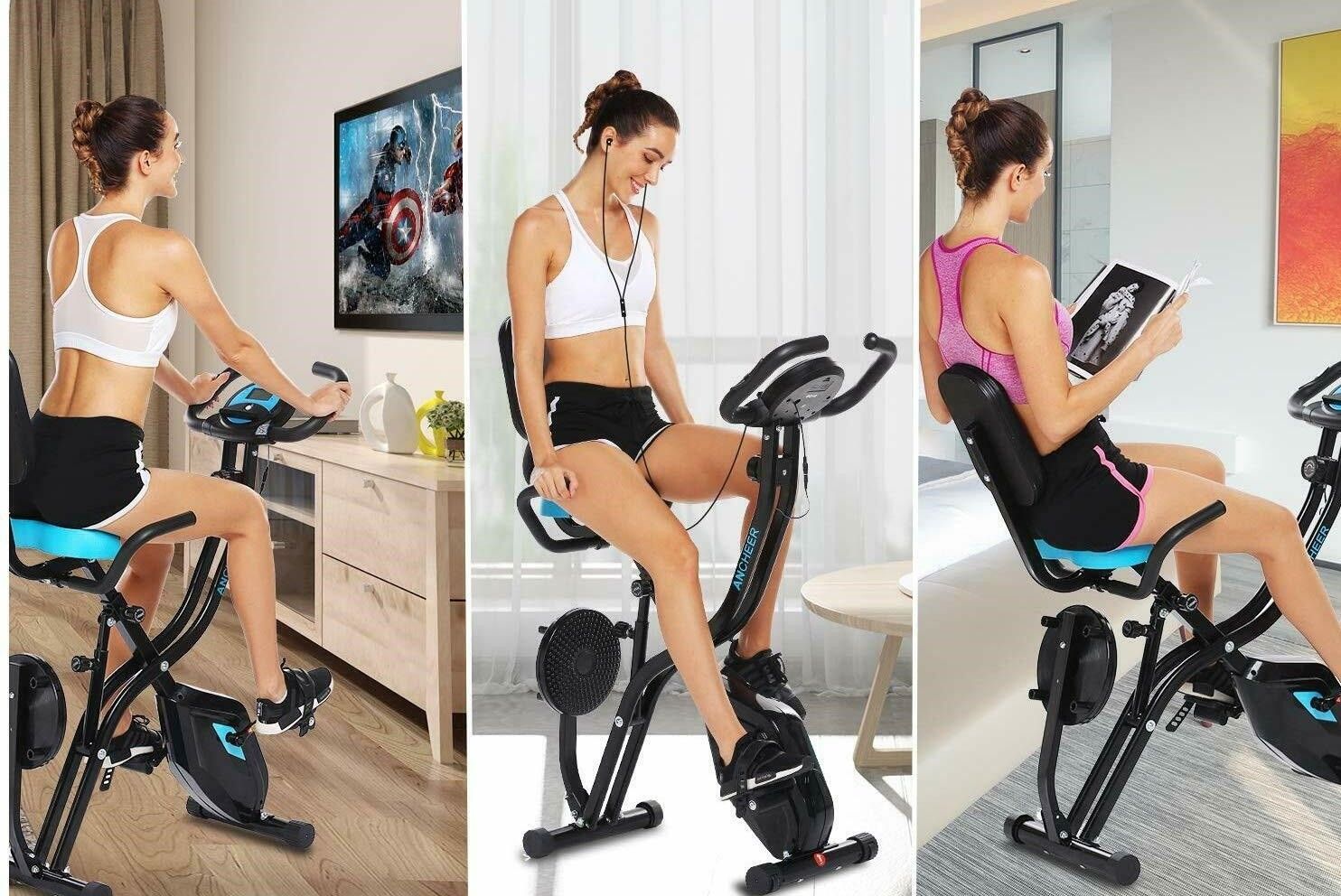 NEW Indoor Folding Exercise Bike Magnetic Trainer for Home Fitness Exercise Backyard Gym Workout