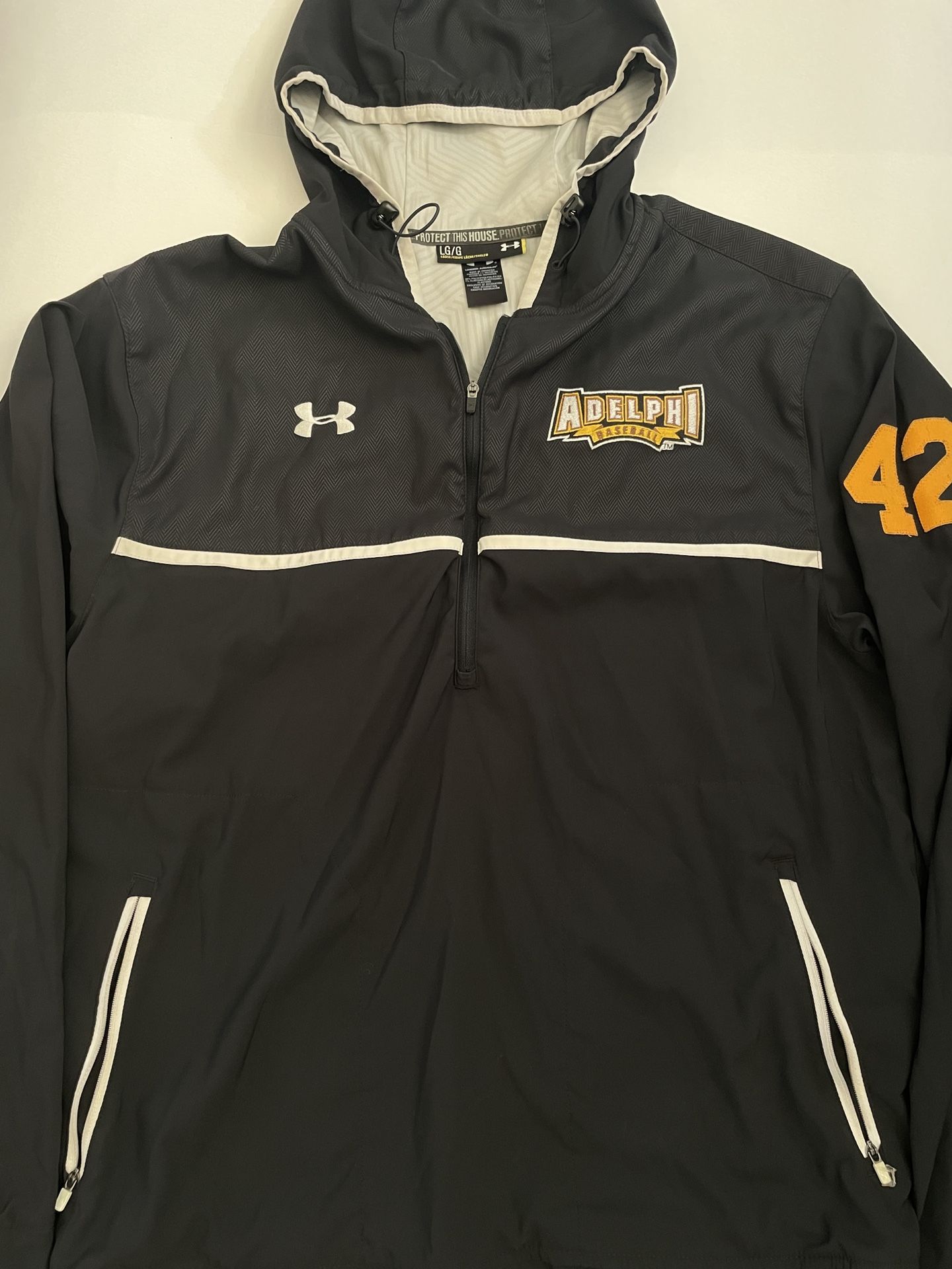 Vintage Official Under Armour Mens Black Adelphi Dri Fit Light Windbreaker