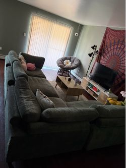 Large green sofa