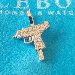 Uzi Diamond Pendant 14k Solid Gold .15 Ctw