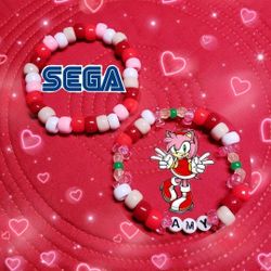 Sonic: Amy The Hedgehog Bracelet Set (Handmade)