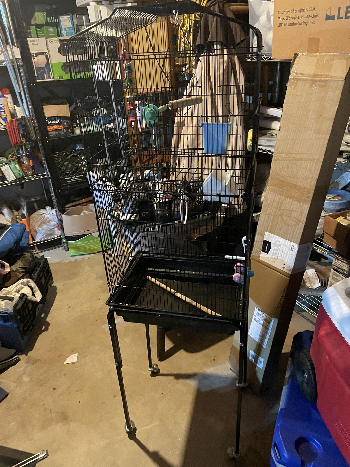 Large Black Birds Cage With Male And Female Birds