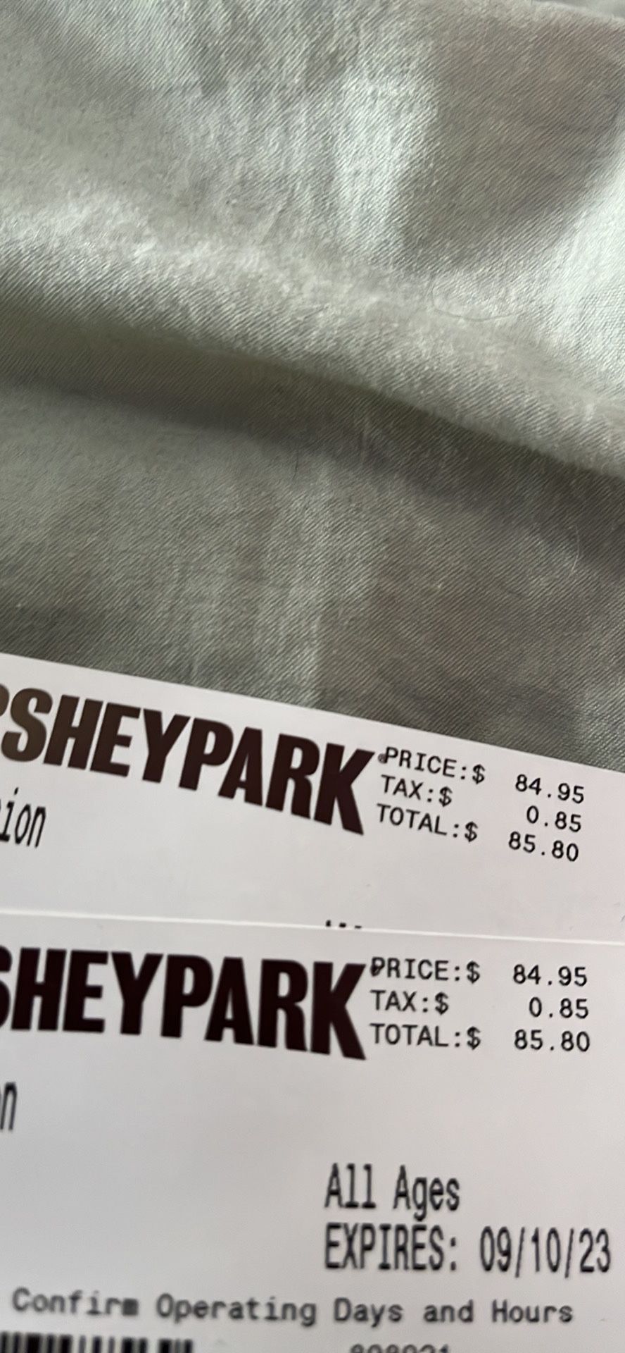 2 Hershey Park Tickets For This Weekend