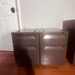 Two Small File Cabinets 