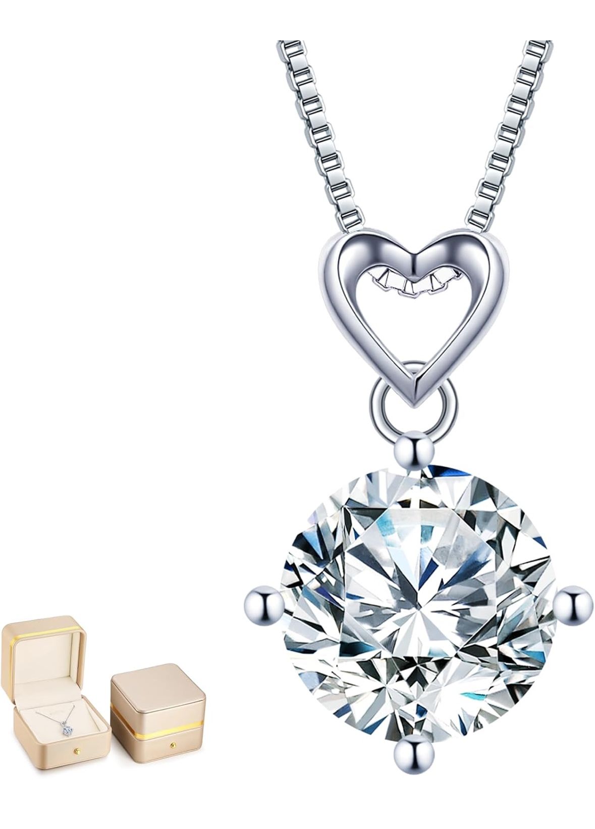 Heart Pendant Necklace Gifts for Wife, 4 Carat Moissanite Women's Pendant Necklace
