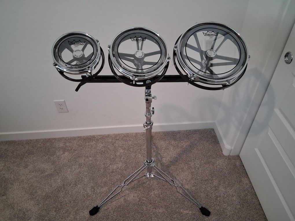 Remo Rototoms 3 Piece Set 8" 10" 12" with stand $250