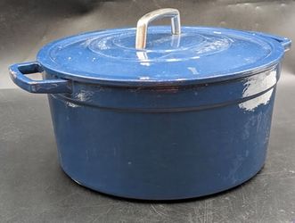 Martha Stewart 6 Qt Enamel Cast Iron Dutch Oven Cobalt Blue Casserole Pot Lid