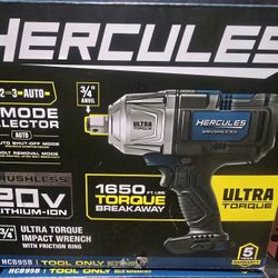 HERCULES 20V Brushless Cordless, 3/4 in. Ultra Torque Impact Wrench with Friction Ring - Tool Only