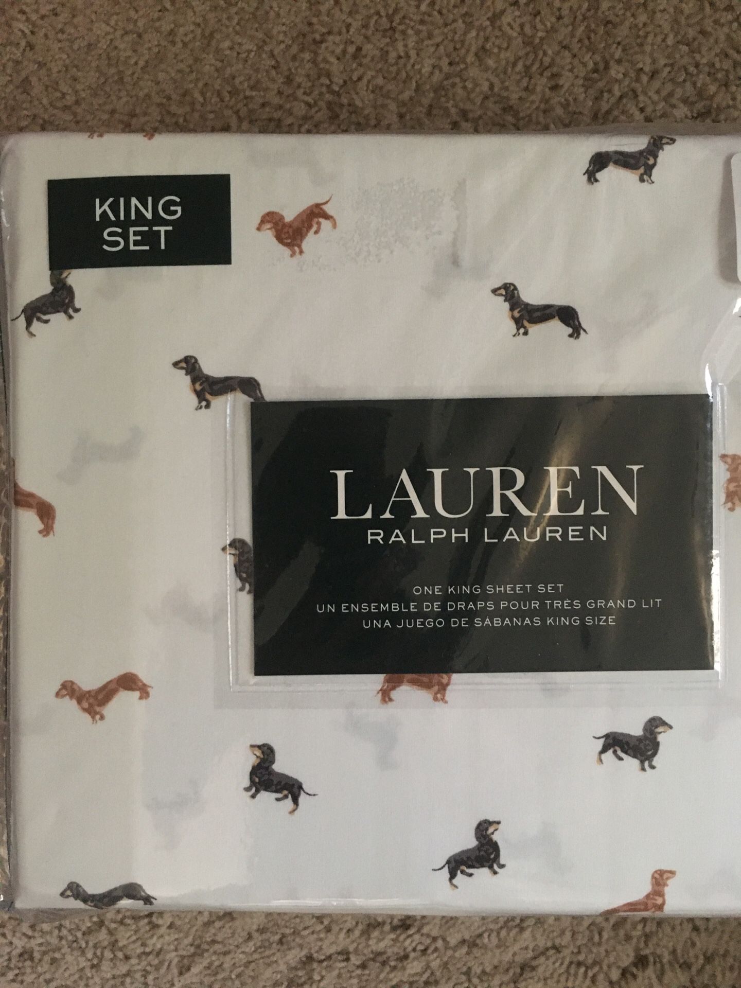 Ralph Lauren Dachshund Weiner Dog king bed cotton sheet set NEW for Sale in  San Marcos, CA - OfferUp