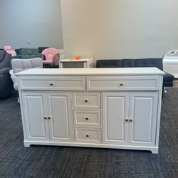 🔥🔥🔥FUFU&GAGA Buffet Cabinet Storage Kitchen Sideboard Farmhouse Buffet Server Bar Wine Cabinet with 5 Drawers & 4 Doors, Console Table for 