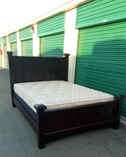 QUEEN BED FRAME WITH BOX SPRING AND MATTRESS