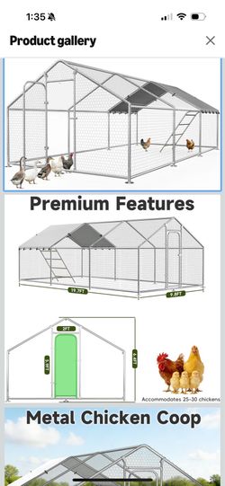 20x10 FT Extra Large Metal Chicken Coop, Walk-in Poultry Run Pen
