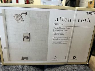 Allen + Roth Chesler Brushed nickel 1-handle 6-in Square Bathtub, shower Faucet