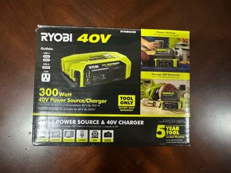 RYOBI 40V 300-WATT PORTABLE BATTERY INVERTER POWER SOURCE AND 40V BATTERY CHARGER