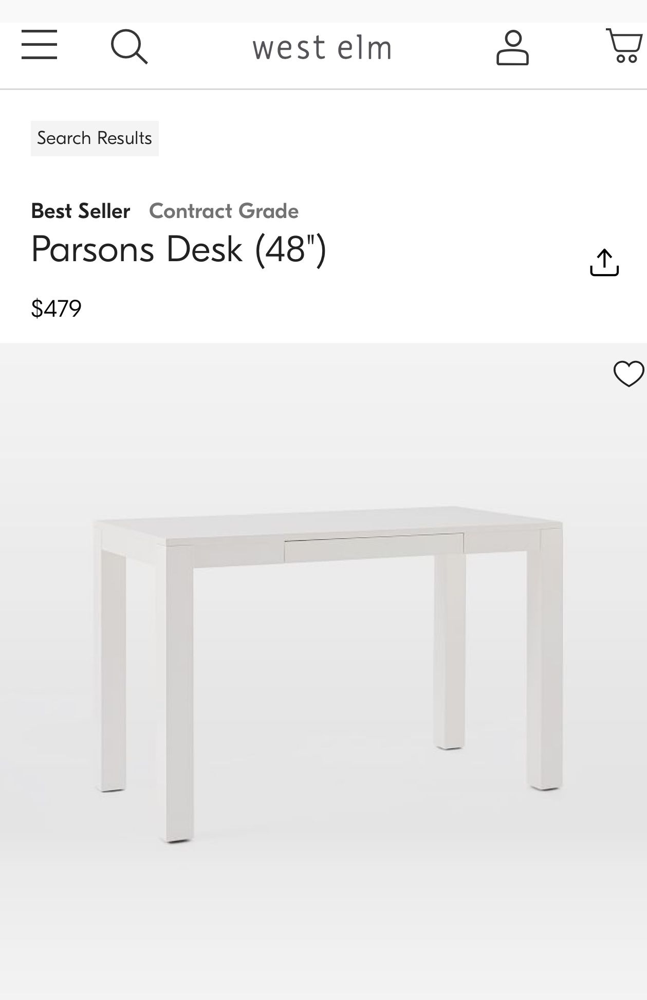 West Elm Parsons Large White Desk