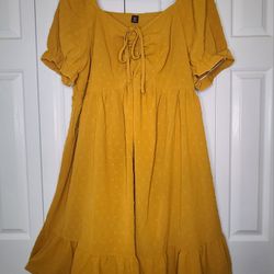 SHEIN Yellow Drawstring Dress
