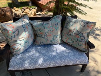 Bench, wooden with cushions