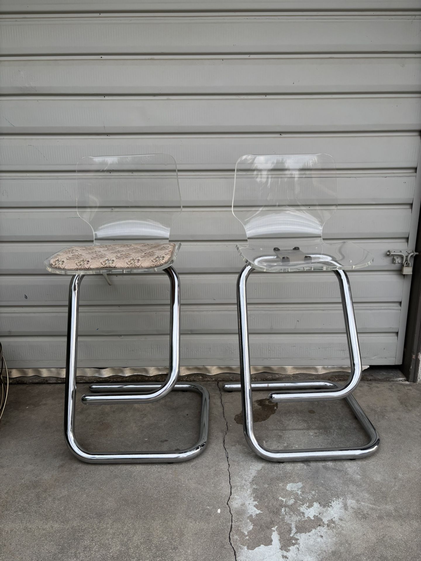 Luigi Bardini 1970s Chrome & Lucite Barstool Set Of 2