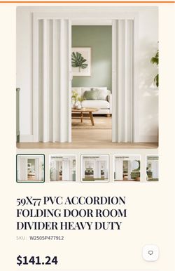 59X77 PVC ACCORDION FOLDING DOOR ROOM DIVIDER HEAVY DUTY
