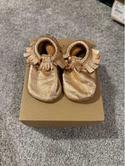 Freshly Picked Rose Gold Leather Moccasins – Size 4