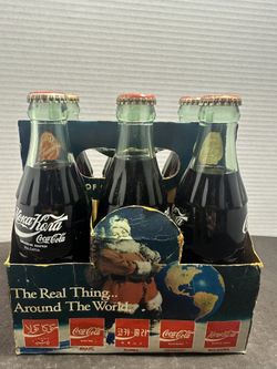 1990 Coca Cola Around The World 6 pack full bottles Bulgaria Germany Santa