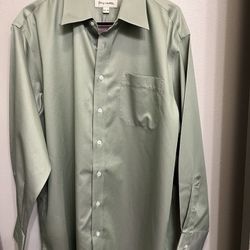 John Nordstrom Men’s Button Up Iridescent Sage  Green Dress Shirt Size 