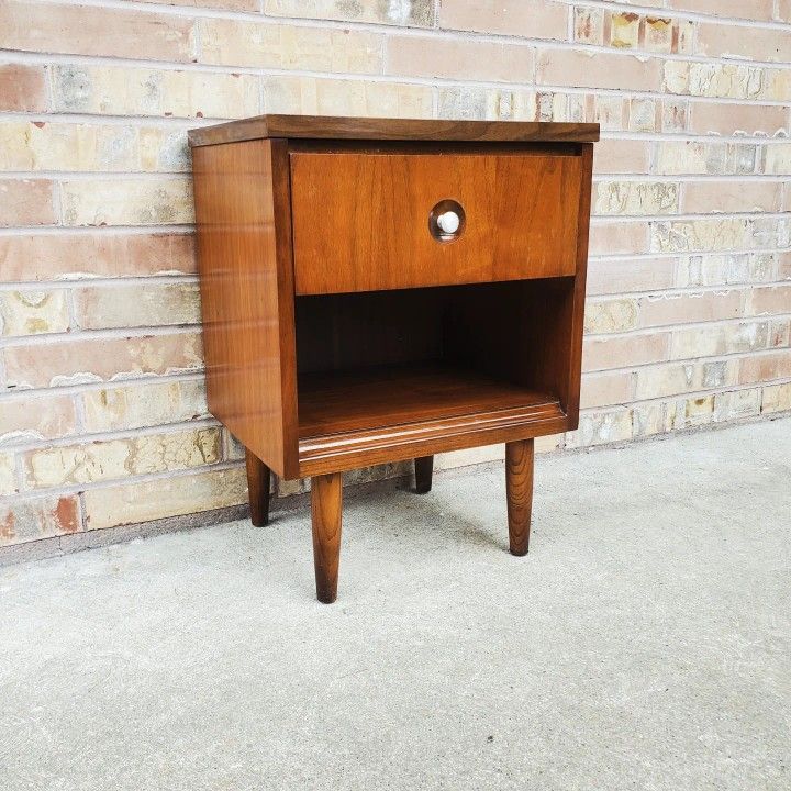 Mid Century Modern Walnut Nightstand Vintage