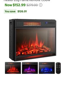 Electric fireplace freestanding and recessed heater FP1111SUS-GR s8
