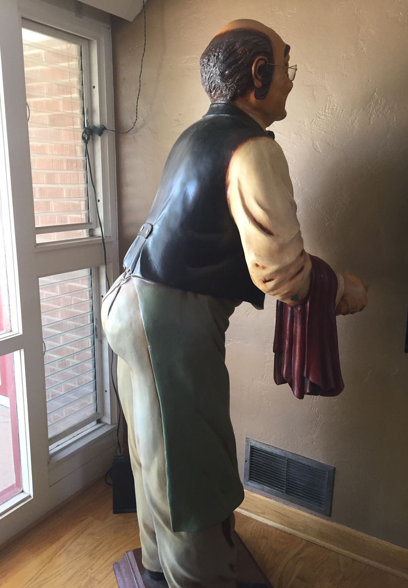 Antique Old Man Waiter Statue