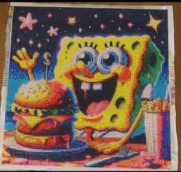 SpongeBob popcorn and burger diamond art