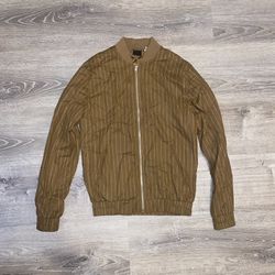 ASOS Bomber Jacket In Brown Stripe