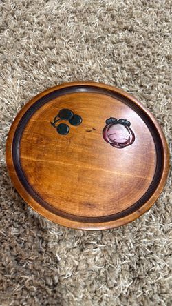 Vintage Okayama Japanese Hand-Carved Wood Tray 11”