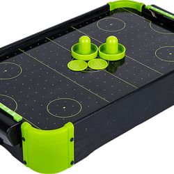 **NEW** NEON AIR HOCKEY SMALL PORTABLE TABLETOP GAME 20"x12" KIDS FUN BIRTHDAY GIFT GAME ARCADE ROOM