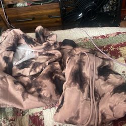 2pc Tie Dyed Brown Skirt Set