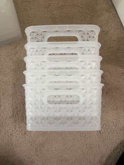 Clear Plastic Storage Baskets Set of 5