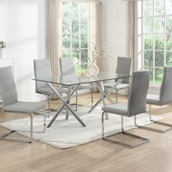 D201 Gray-Glass Table + 6 Chairs 😍🚛🥳📲👀🔥