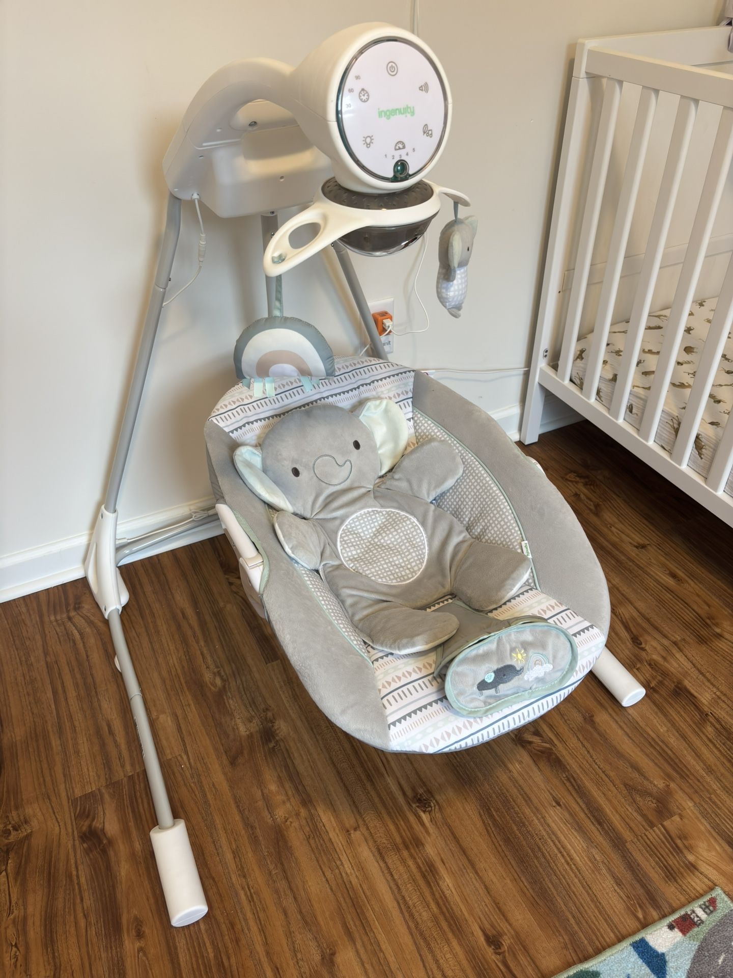 Ingenuity InLighten Soothing Infant Baby Swing - Van the Elephant Like-New
