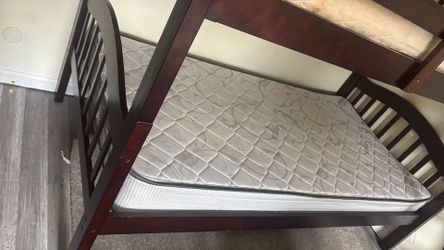 Twin Bunk Bed with Mattresses Dark Wood