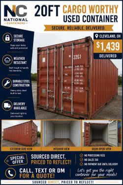 20FT Cargo Worthy Shipping Container – Cleveland, OH