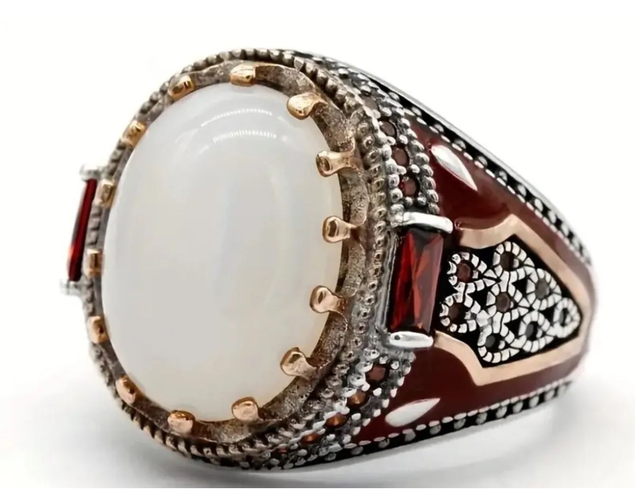 Men’s Vintage Zircon Ring , Classic Style Oval Shape Stone WithSilverRing OnSale Size 10