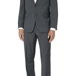 Men’s New 2 Buttons Flat Front slim Fit Charcoal Suit
