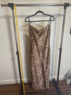 Fashion Nova Leopard Print Satin Maxi Slip Dress – Size Medium