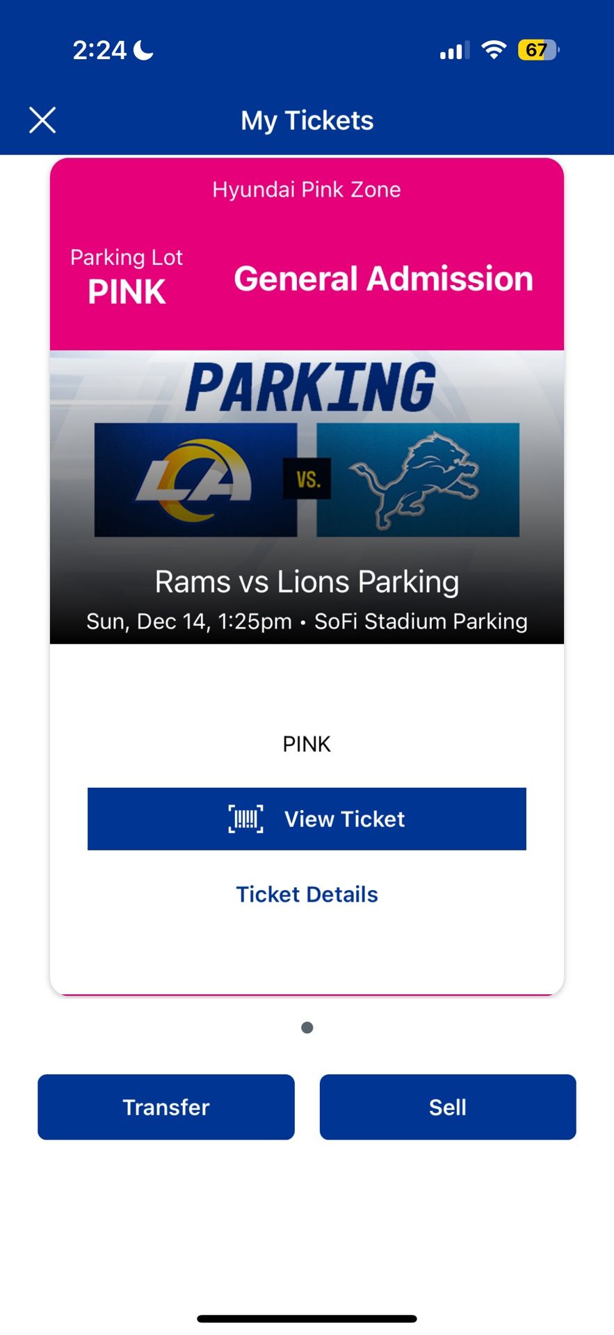 Pink Tailgating Parking Pass
