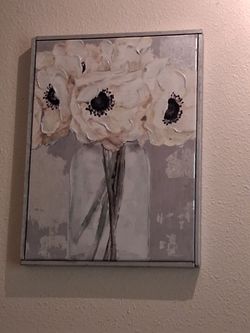 Home decor painting white flowers artwork