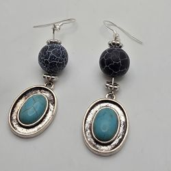 Turquoise Stone Pendent Earrings 
