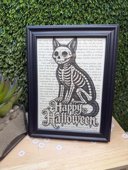 Halloween cat picture 8 1/2 x 6 1/2 brand new